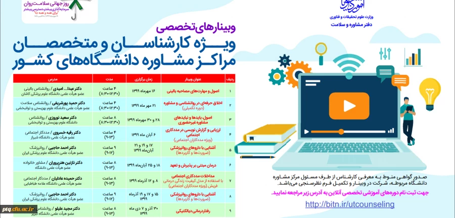 وبینارهای تخصصی ویژه کارشناسان و متخصصان مراکز مشاوره دانشگاه های کشور 3